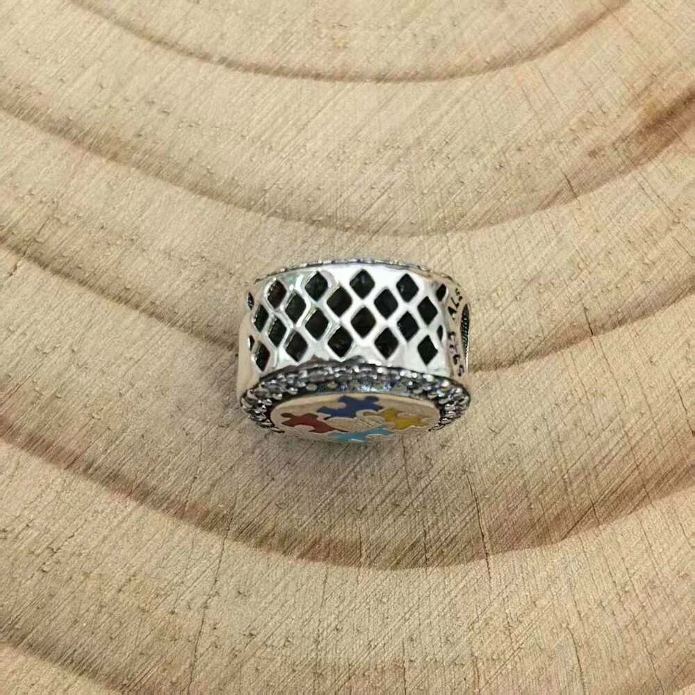 Pandora Autism Awareness Puzzle Charm, S925 Silver Jewelry - Picture 3 of 4